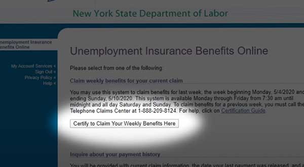 Certify to Claim Your Weekly Benefits Here on ny unemployment