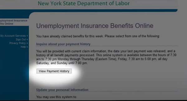 status of payments ny unemployment