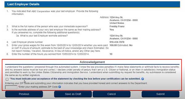 acknowledgements tha last employer details to reopen your claim in california edd unemployment