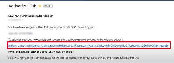 activation link email to reset pin reemployment assistance florida