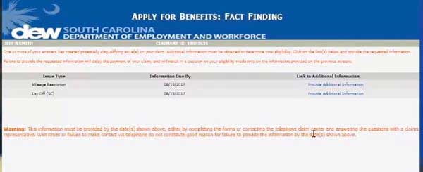 apply for benefits fact finding on sc unemployment
