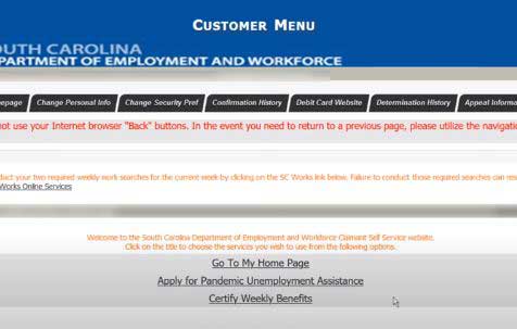 apply for pua on sc unemployment portal