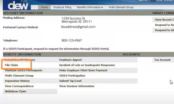 file claim on employer filed claim sc unemployment