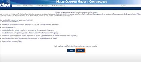 multi claimant group employer separations confirmation on sc unemployment