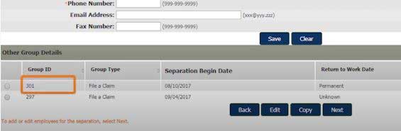 other group details information and group separation on sc unemployment