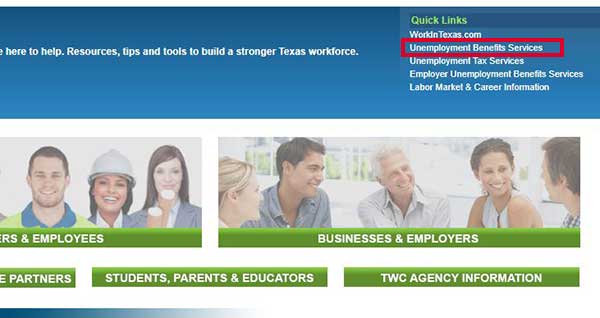 unemployment benefits service quick link on texas workforce commision