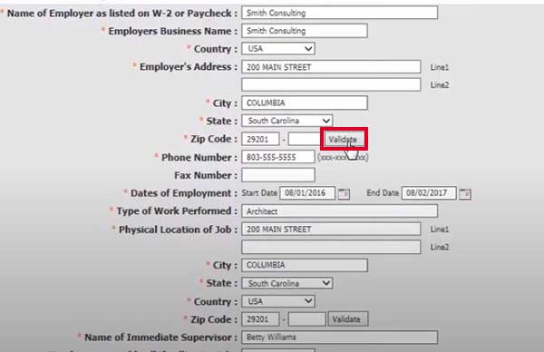 validate zip code on add employer to the sc unemployment