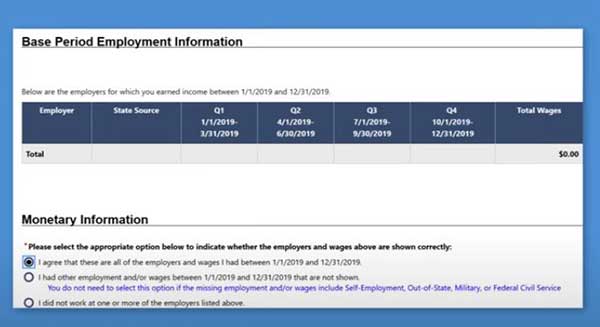 base period employment information to file for pua on tn unemployment