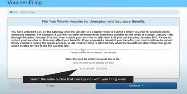 voucher filing to the weekly claim on indiana unemployment