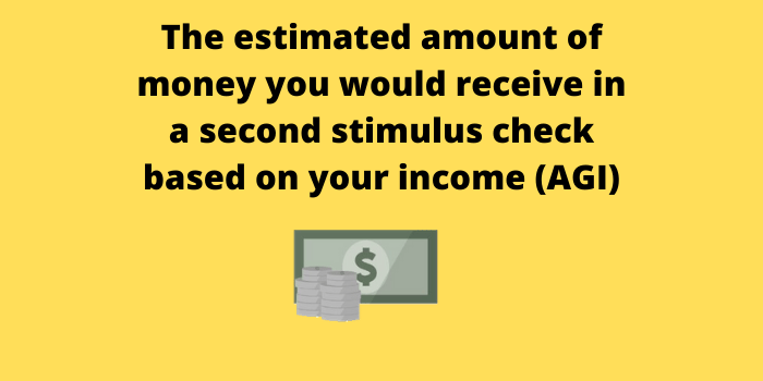 The estimated amount of money you would receive in a second stimulus check based on your income (AGI)