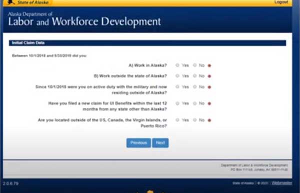 answer questions to the initial claim in alaska unemployment