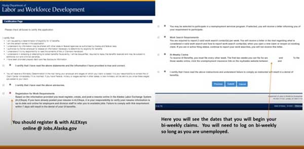 confirmation page to file for unemployment insurance benefits in alaska