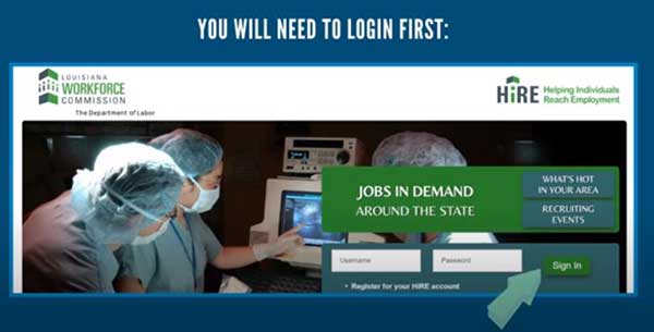 login to the lousiana workforce commission to the weekly certification