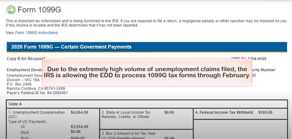the form 1099g tax information unemployment compensation