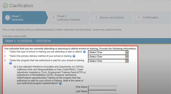 five question in clarification to certify for continued benefits
