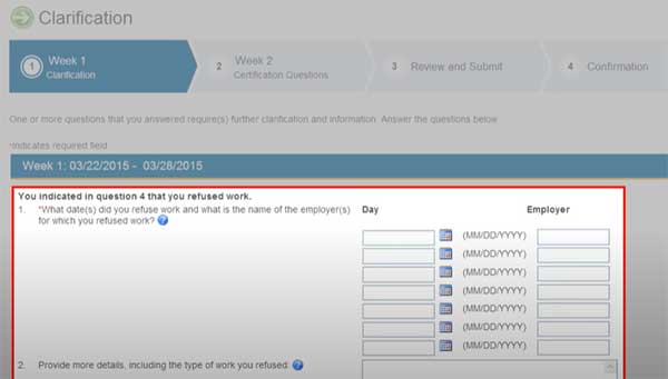 question four in clarification to certify for continued benefits