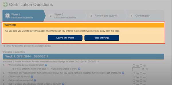 warning message in certification questions