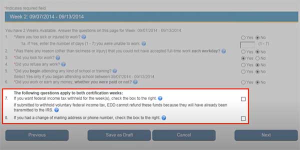 week 2 to certify for continued benefits