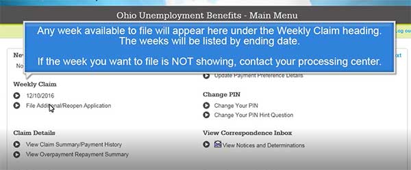 weekly claim in unemployment ohio