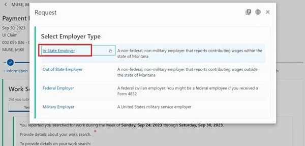 SELECT EMPLOYER TYPE PAYMENT REQUEST